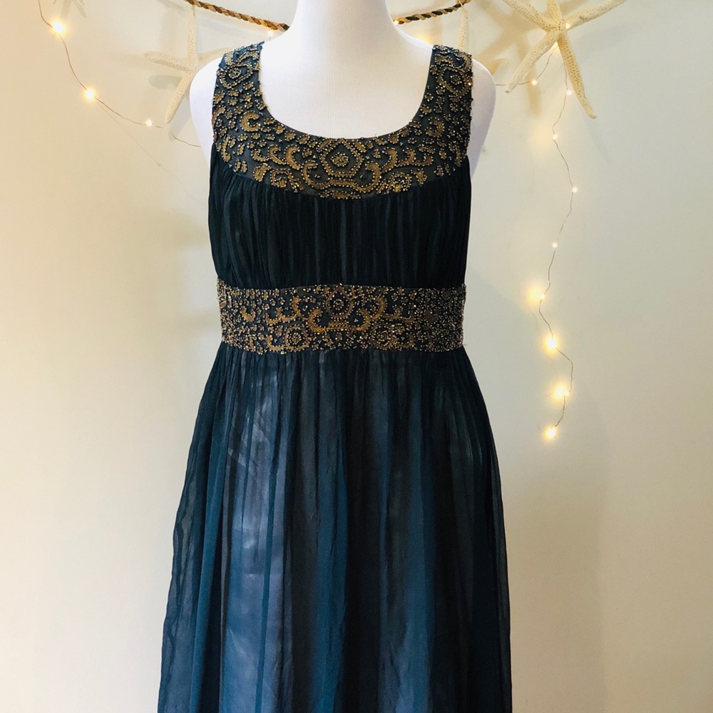 Adrianna Papell Plus Dress Silk Beading Embroidery